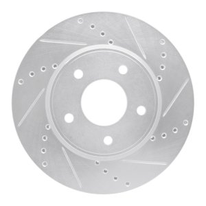 Chevrolet City Express Brake Rotor (1) - Front Right - R1 Concepts - Drilled & Slotted - Silver - `11-`25